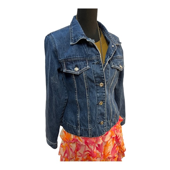 Denim Jean Jacket Cropped with Rhinestones SZ S - Picture 9 of 16